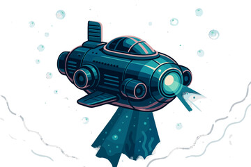 Vintage characters neon submersible letters icon futuristic exploration glowing submarine vector no