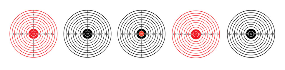 Target with numbers for shooting at a shooting range. Round target with a marked bulls-eye for shooting practice on the shooting range. Vector © YURII