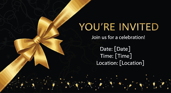 Stylish Black and Gold Invitation Card Design for Joyful Celebrations and Festive Gatherings