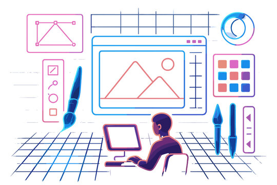 Text futuristic vector aesthetics interface typography icon creative glowing characters isolated bubbles