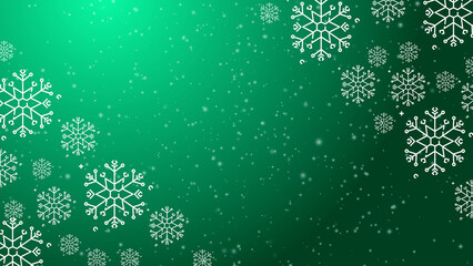 Doodle christmas snow outline seamless pattern with particles adorning a bright green repeating background.