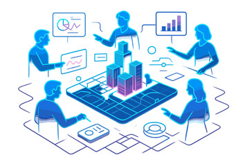 Collaboration no chinese surfaces hub glowing futuristic icon any chrome holographic vector