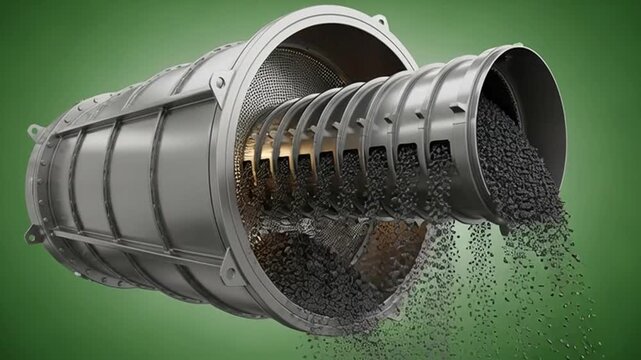 Industrial Machine Processing Granular Material with Precision Motion and Dynamic Flow Visualization