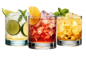 Fototapeta premium Three colorful cocktails in glasses