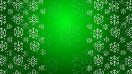 Doodle christmas snow outline seamless pattern adorning a bright green repeating background.