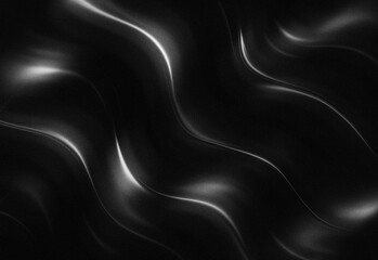 Abstract black background with flowing satin-like white curves and subtle glossy highlights, delivering a cinematic texture for creative projects, branding, and overlays