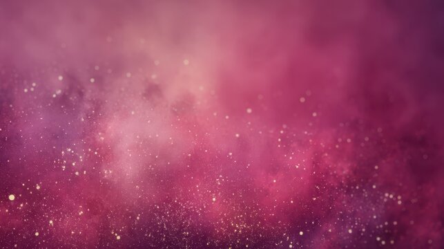 A vibrant abstract background of pink and purple hues with scattered sparkling white particles, a soft, ethereal, and glittery effect, blurred red background