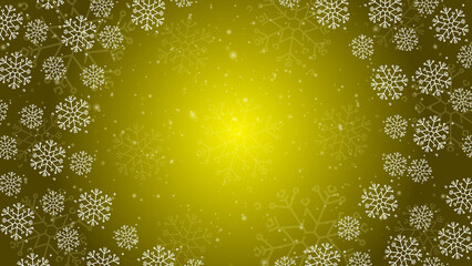 Doodle christmas snow outline seamless pattern with particles adorning a bright yellow repeating background.