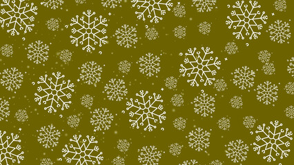 Doodle christmas snow outline seamless pattern with particles adorning a bright yellow repeating background.