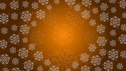 Doodle christmas snow outline seamless pattern adorning a bright orange repeating background.