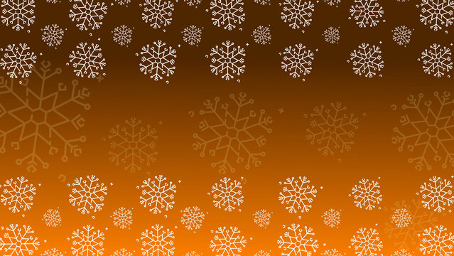 Doodle christmas snow outline seamless pattern adorning a bright orange repeating background