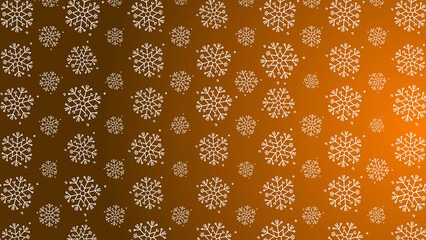 Doodle christmas snow outline seamless pattern adorning a bright orange repeating background.