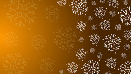 Doodle christmas snow outline seamless pattern adorning a bright orange repeating background