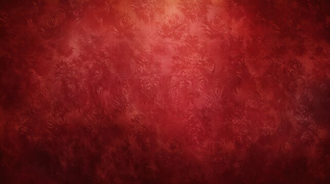 Rich, dark red textured background with subtle damask floral patterns and a soft light gradient, conveying elegance and luxury, blurred red background