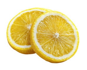 Two lemon slices, close-up, vibrant yellow,  juicy,  fresh citrus fruit