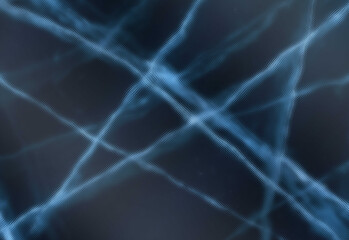 Abstract composition of bright blue light trails crossing over a deep dark background, representing a futuristic digital network with flowing data streams and connectivity