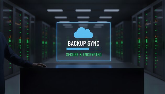 Cloud Backup Synchronization Status Hologram in Data Center