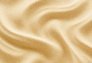 Fototapeta premium Close-up abstract texture in warm beige tones of sand or fabric, featuring smooth flowing curves, soft shadows, and natural grain patterns that create subtle contour and depth.