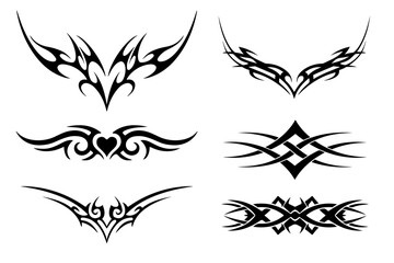 Tribal Silhouette Ornament – Decorative Tattoo Style Vector
