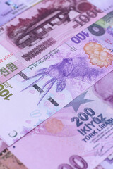 Money background, currency exchange, paper banknotes from different countries. Money cash currency