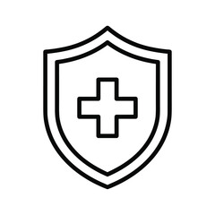 Medical shield with cross symbol, healthcare protection icon