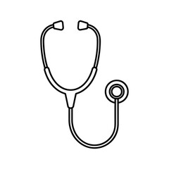 Stethoscope outline, medical instrument for listening to internal body sounds