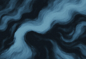 Naklejka premium Abstract blue fabric texture with flowing wave patterns and grainy surface featuring deep navy to cyan gradient for dramatic movement, perfect as design background and wallpaper