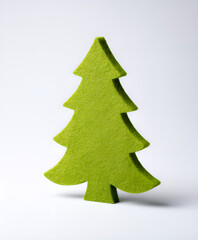 Fototapeta premium Felt christmas tree cutout isolated on white background