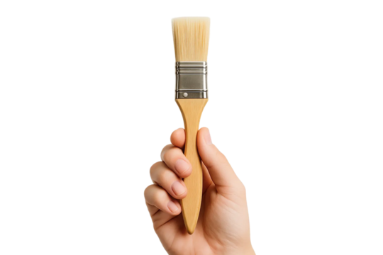 Light-skin tone hand holding paint brush — PNG transparent - Powered by Adobe
