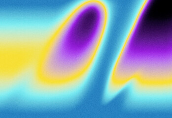 Abstract close-up of a vibrant color gradient featuring glowing purple and yellow shapes against a textured blue background, creating a dynamic, dreamlike artistic composition