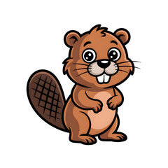 A cartoon beaver illustration vector style
