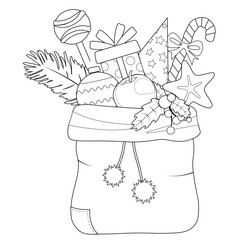 Coloring book page. Christmas and New Year holidays. Vector illustration.	

