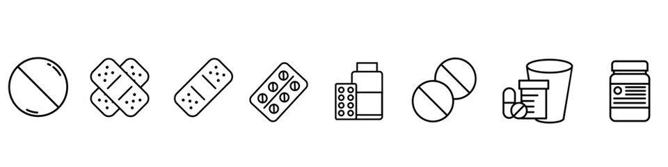 Medical icon vector set. Pils illustration symbol collection. medicine sign. Health logo. Design for web and app. © Denys