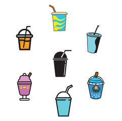 Vector design illustration of a costume image of various shapes of very cool drink bottles, very suitable to be used as a logo