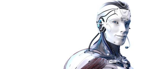 Robot head high quality very detailed 3d render