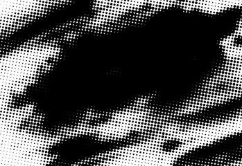 Fototapeta premium Abstract monochrome halftone texture featuring bold irregular shapes and high-contrast black ink patterns for modern backgrounds, graphic design editorial layouts