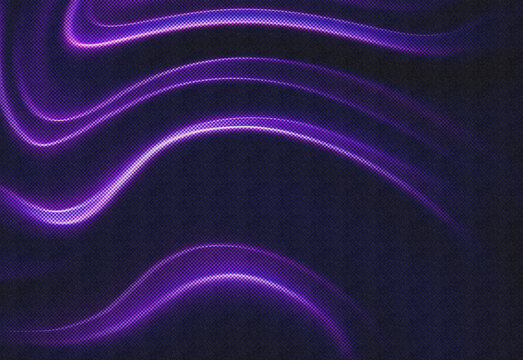 A striking abstract composition featuring flowing purple neon curves on a dark background, evoking futuristic energy, digital artistry, and dynamic visual momentum for design