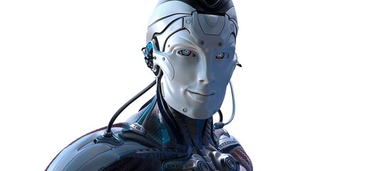 Robot head high quality very detailed 3d render