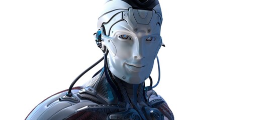 Robot head high quality very detailed 3d render