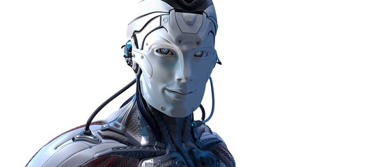 Robot head high quality very detailed 3d render