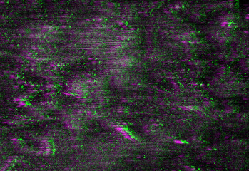 Vibrant abstract texture with neon purple and green specks and grainy irregular patterns on moody dark background, ideal for digital art, graphic design, and creative projects