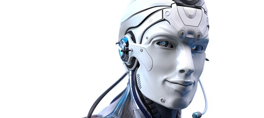 Robot head high quality very detailed 3d render