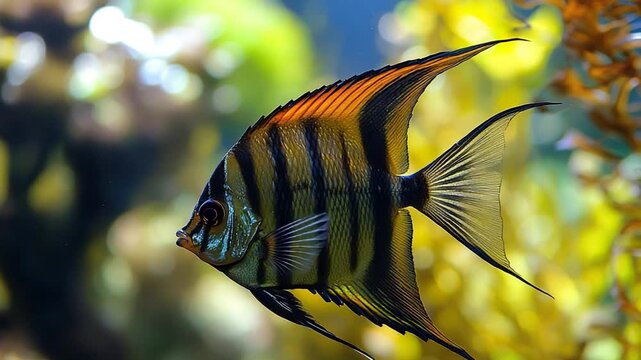 close up of a angelfish pterophyllum scalare video