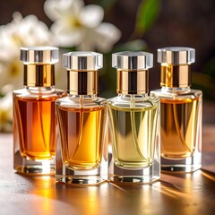 Elegant Perfume Bottles - Aromatic Fragrances in Glass Containers.