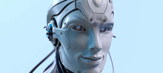 Robot head high quality very detailed 3d render