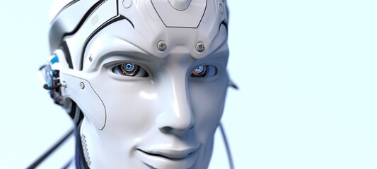 Robot head high quality very detailed 3d render