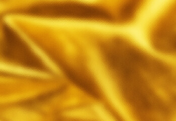 Fototapeta premium Luxurious metallic gold silk fabric with flowing folds, soft highlights, and abstract texture, ideal for fashion, interior decor, or branding visuals in warm radiant tones