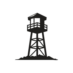 🗼 Black Silhouette of a Wooden Observation or Watch Tower