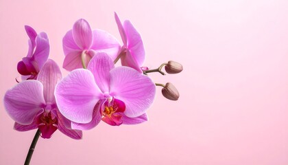 Elegant Pink Orchid Blossom on Soft Pink Background.