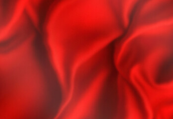 Close up of vibrant red fabric with flowing folds, soft shadows, and rich texture, showcasing luxurious material ideal for fashion design, branding, visuals, and backgrounds